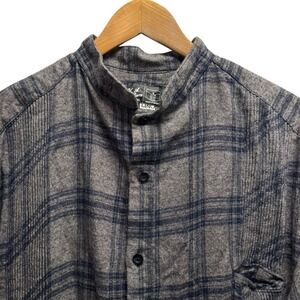 Y.A. Bera Mens Sz XL Gray/Blue Linen Cuban Guayabera Plaid Flannel L/S Shirt euc